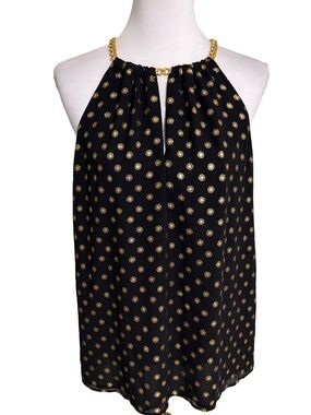 Michael Kors Black Gold Dot Halter Top